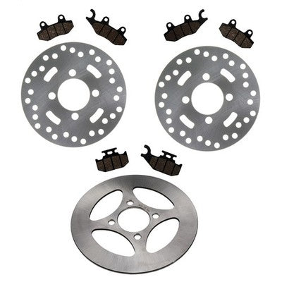 Solid Spare Front & Rear Brake Rotors & Brake Pads for Yamaha Raptor 700 2006-2012 YFM700R