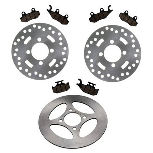 Solid Spare Front & Rear Brake Rotors & Brake Pads for Yamaha Raptor 700 2006-2012 YFM700R