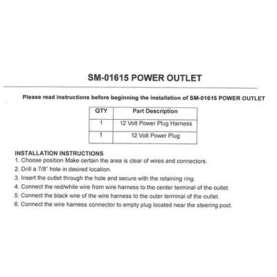 SPI 12 Volt Plug Power Outlet for Polaris Snow many 2007-2025 Replaces 2878475