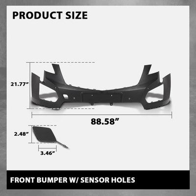 Solid Spare Fit For 2017-2019 Cadillac XT5 Front Bumper Cover w/ Sensor Holes GM1000A14