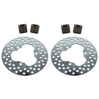 Solid Spare 2 Front Brake Rotors & Semi-Metallic Brake Pads for Kawasaki Prairie 300 & 400