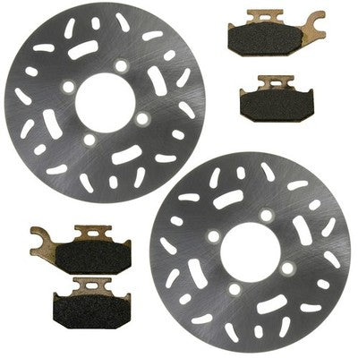 Solid Spare 2 Front Disc Brake Rotors & Semi-Metallic Brake Pads 2000-2007 Can-Am DS650