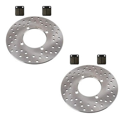 Solid Spare 2 Front Disc Brake Rotors & Semi-Metallic Pads for Suzuki Vinson 500 2002-2007