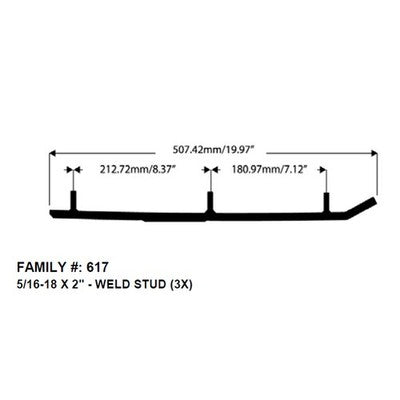 Solid Spare Bottom Line 4" Carbides for Yamaha fits many 1985-1988 Enticer 340 & Excel III