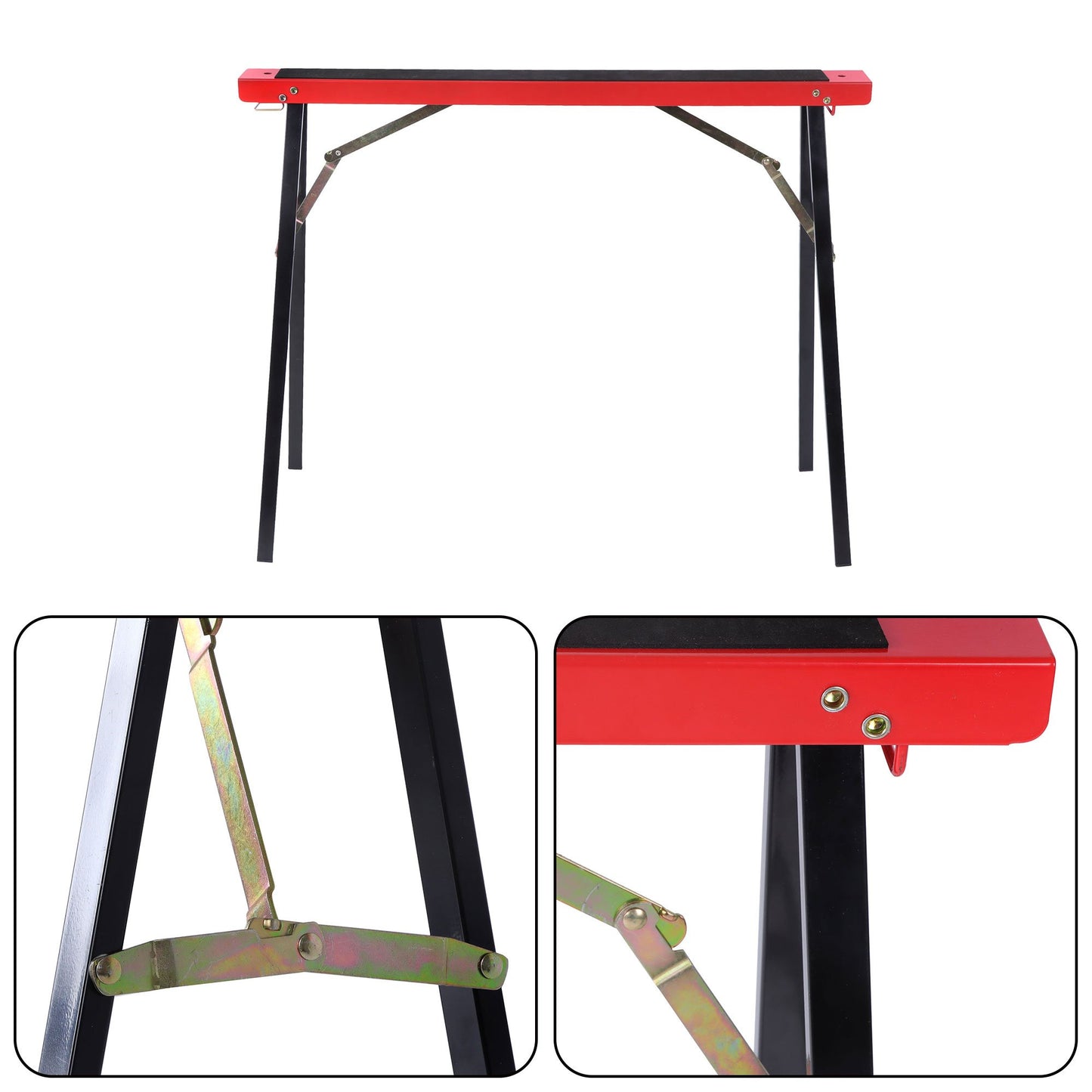 Solid Spare 2Pack Portable Heavy Duty Saw Horse 440 lbs Capacity Steel Folding Legs Sawhorse