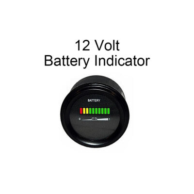 12V 12 Volt Marine Trolling Motor Battery Indicator Power Meter-  2" Round