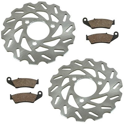Solid Spare 2 Front Disc Brake Wave Rotors, Brake Pads for Honda TRX700XX Sportrax 2008-2009