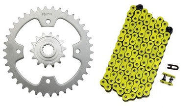 Solid Spare Yellow 520x94 O-Ring Drive Chain & 14/38 Sprockets for Kawasaki KFX450R 2008-14