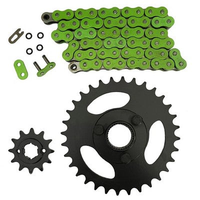 Solid Spare Green 520x60 O-Ring Chain & 12/32 Sprockets for Polaris RZR 170 fits 2009-2016