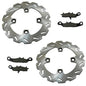 Solid Spare Both Front Wave Brake Rotors & Brake Pads for Kawasaki Prairie 700 4x4 2004-2006