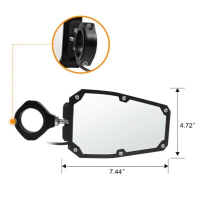Solid Spare For Polaris RZR 1.75"-2" Roll Cage Rear View Side Mirrors w/ LED Lights UTV