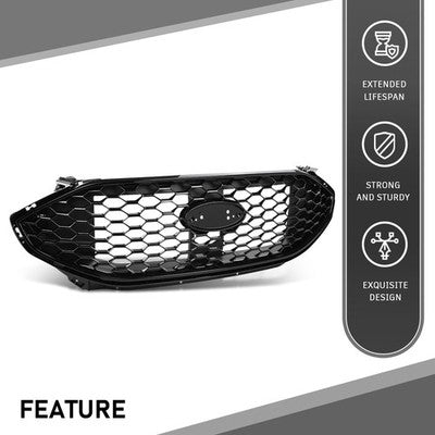 Solid Spare Fit For 2019-2022 Ford Edge ST Front Bumper Upper Grille Grill Assembly Black