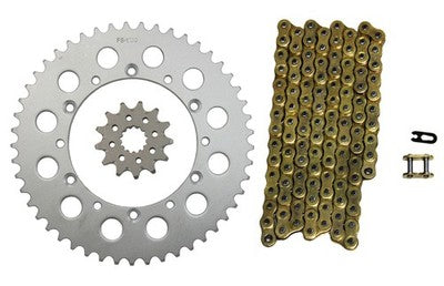 Solid Spare Gold 520x114 Drive Chain & 13/49 Sprockets for Kawasaki KX250 2002 2003 2004
