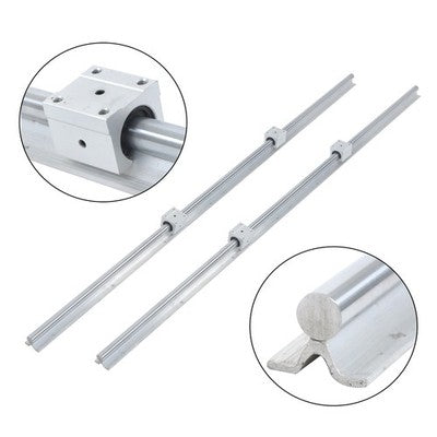 Solid Spare 2Pcs SBR20-1500mm Linear Shaft Rail W/ 4Pcs SBR20UU Square Type Bearings Block