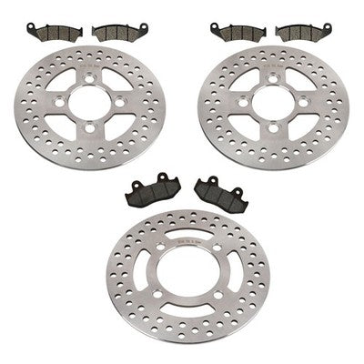 Solid Spare Front & Rear Disc Brake Rotors & Brake Pads for Honda TRX250R Fourtrax 1986-1987