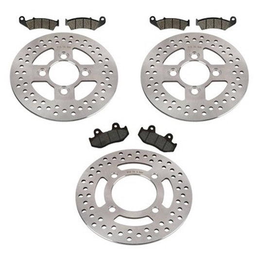 Solid Spare Front & Rear Disc Brake Rotors & Brake Pads for Honda TRX250R Fourtrax 1986-1987