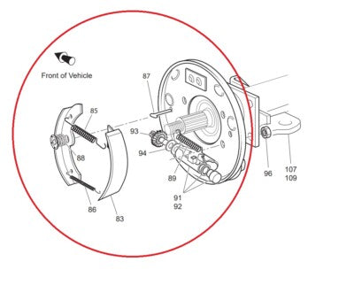 Drivers Side Brake Assembly w/ Brake Shoes for EZGO TXT Golf Cart 70998-G01