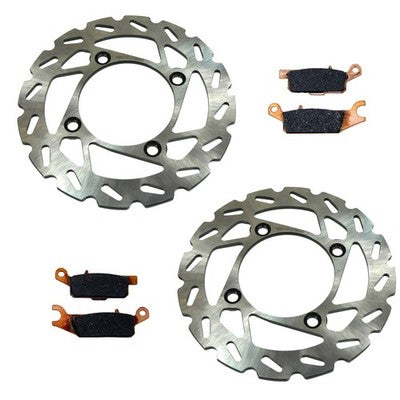 Solid Spare 2 Front Wave Disc Brake Rotors & Pads for Yamaha Grizzly 700 fits 2007-2023