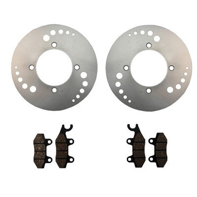 Solid Spare Both Front Disc Brake Rotors & Brake Pads for Kawasaki Brute Force 750 2005-2023
