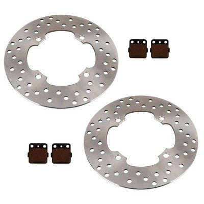 Solid Spare 2 Front Disc Brake Rotors & Semi-Metallic Brake Pads for Yamaha Grizzly 660 4x4