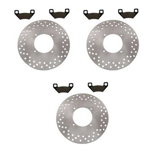 Solid Spare Front & Rear Brake Rotors & Brake Pads for Arctic Cat 650 MudPro 4x4 2010-2011