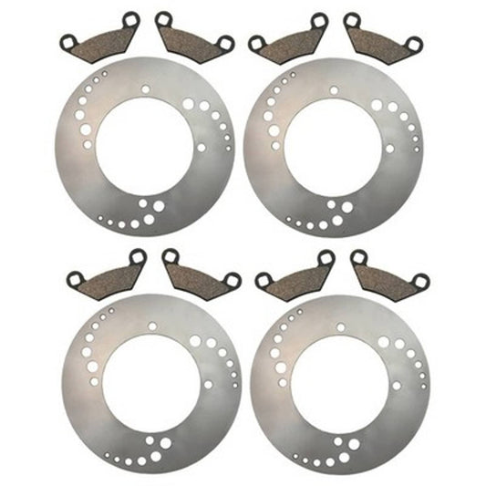 Solid Spare Front & Rear Disc Brake Rotors & Semi-Metallic Pads fits Polaris Scrambler 1000
