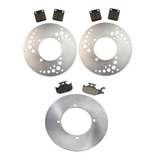 Solid Spare Front & Rear Brake Rotors & Semi-Metallic Pads for Yamaha Grizzly 450 IRS 2007