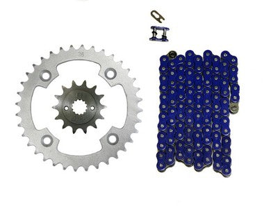 Solid Spare Blue 520x96 O-Ring Drive Chain & 14/36 Sprockets for Suzuki LT-R450 Quadracer