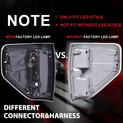 Solid Spare Fit For 2009-2014 Ford F-150 LED Tube Tail Lights Brake Lamps Assembly Black