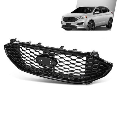 Solid Spare Fit For 2019-2022 Ford Edge ST Front Bumper Upper Grille Grill Assembly Black