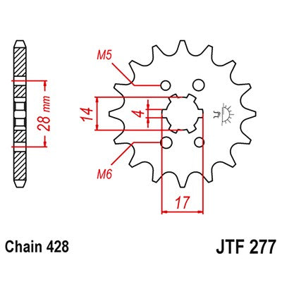 JT Sprockets 13 Tooth Front Sprocket 13T for Honda TRX90 Sportrax 90 1993-2024