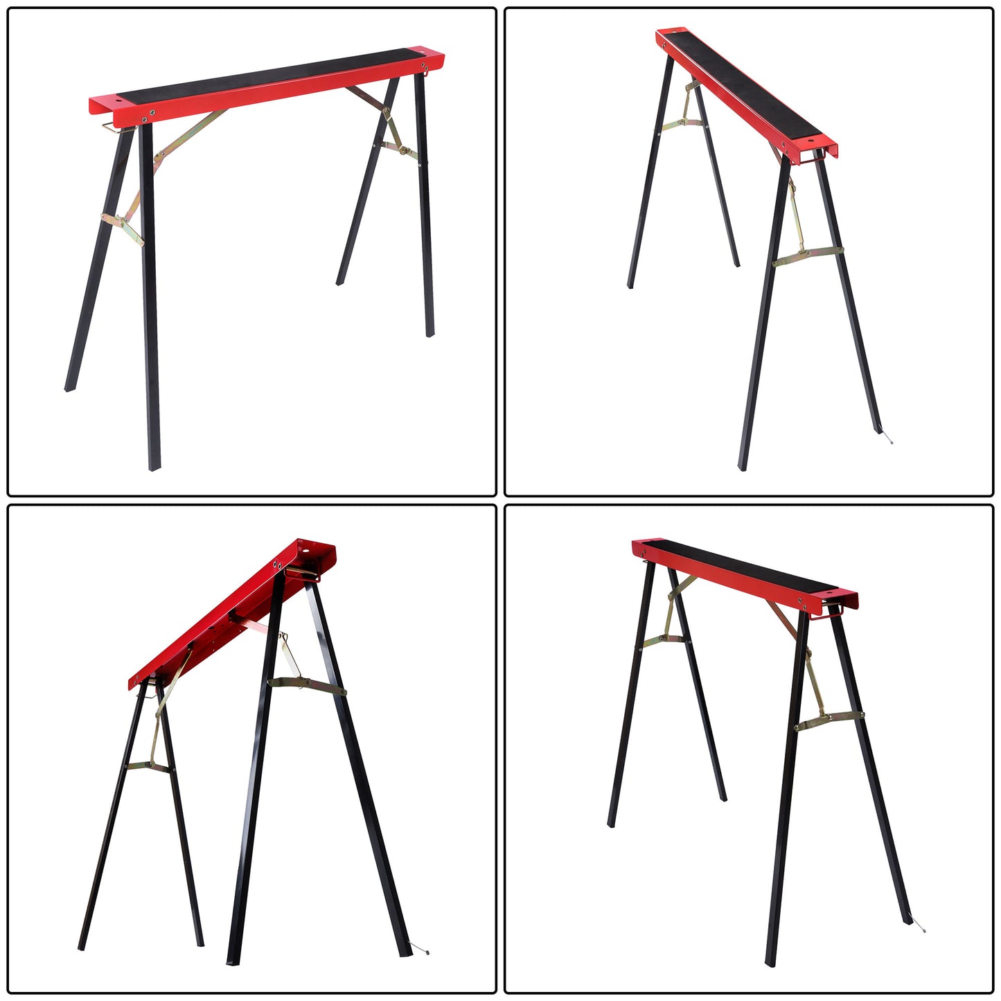 Solid Spare 2Pack Portable Heavy Duty Saw Horse 440 lbs Capacity Steel Folding Legs Sawhorse