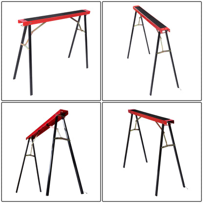 Solid Spare 2Pack Portable Heavy Duty Saw Horse 440 lbs Capacity Steel Folding Legs Sawhorse