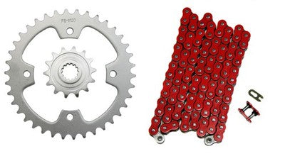 Solid Spare Red 520x94 O-Ring Drive Chain & 14/38 Sprockets for Kawasaki KFX450R 2008-2014