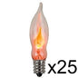 Solid Spare (25) Flicker Flame Mini Light Bulbs Candelabra Base C7 3" Long