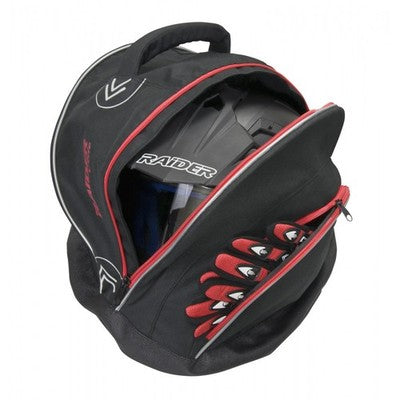 Solid Spare Raider Elite Premium Helmet Storage Bag - Soft Fleece Lining - Black/Red
