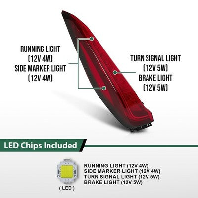 Solid Spare LED Tail Light Assembly Fit For 2019-2024 Cadillac XT4 Brake Lamp Left Side