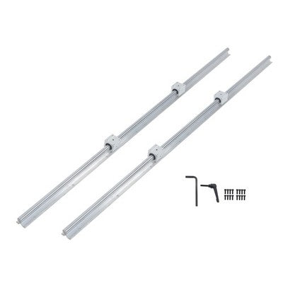 Solid Spare 2Pcs SBR20-1500mm Linear Shaft Rail W/ 4Pcs SBR20UU Square Type Bearings Block