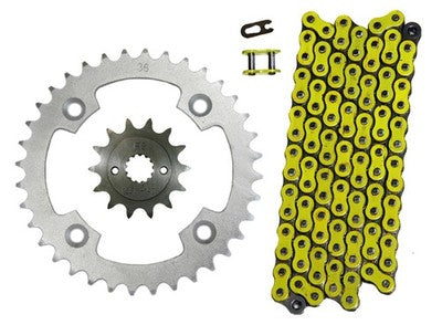 Solid Spare Yellow 520x96 Drive Chain & 14/36 Sprockets for Suzuki LT-R450 Quadracer R450