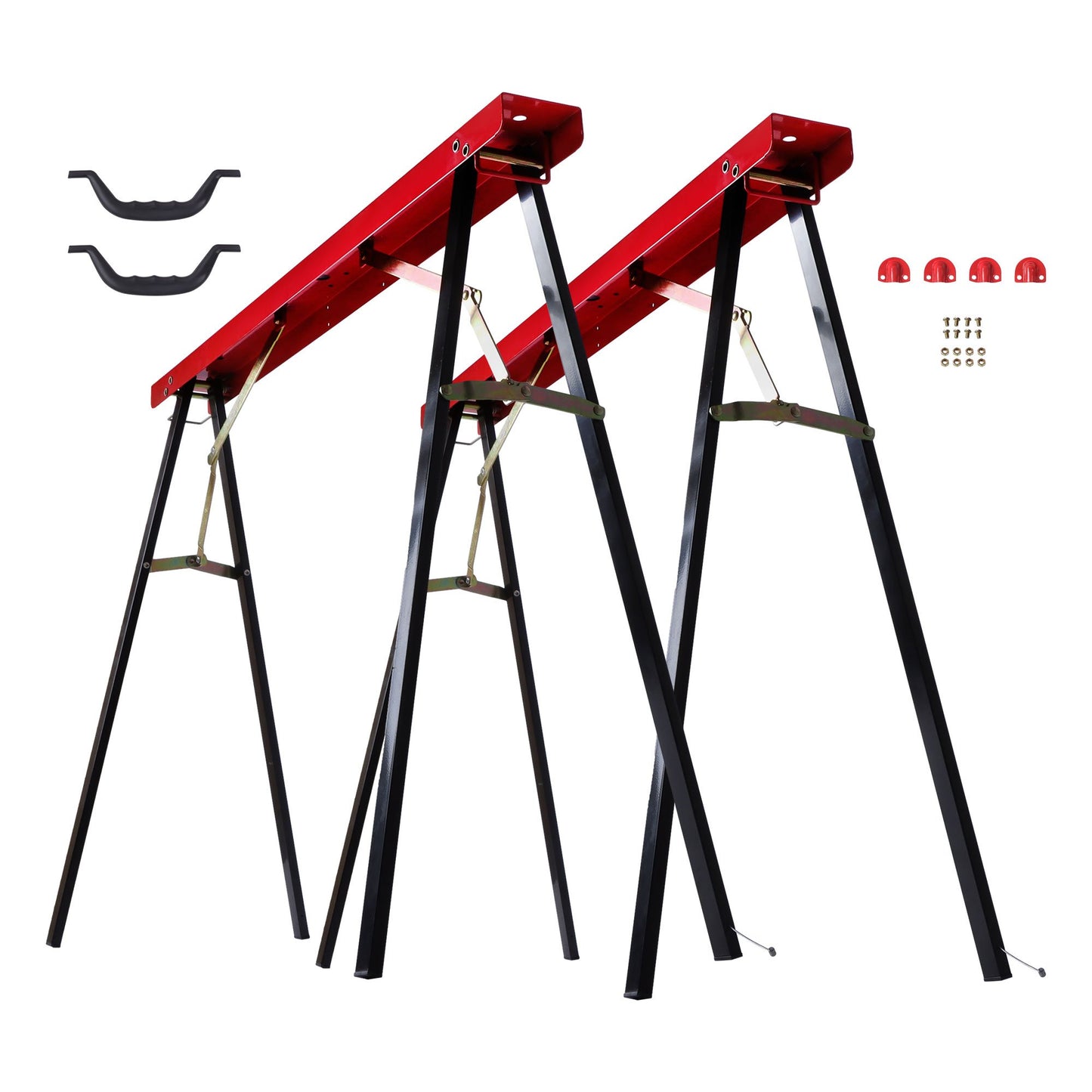 Solid Spare 2Pack Portable Heavy Duty Saw Horse 440 lbs Capacity Steel Folding Legs Sawhorse