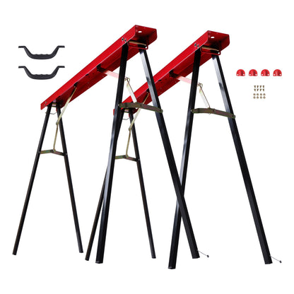 Solid Spare 2Pack Portable Heavy Duty Saw Horse 440 lbs Capacity Steel Folding Legs Sawhorse