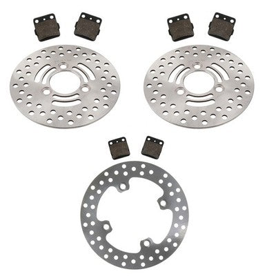 Solid Spare Front & Rear Brake Rotors & Semi-Metallic Pads for Kawasaki KFX400 2003-2006