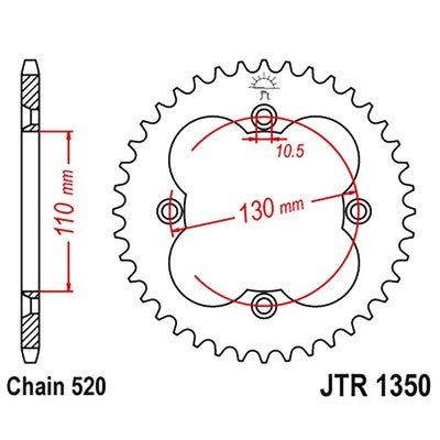 Solid Spare JT Sprockets 36 Tooth Rear Steel Sprocket for Honda TRX300EX & TRX300X Sportrax