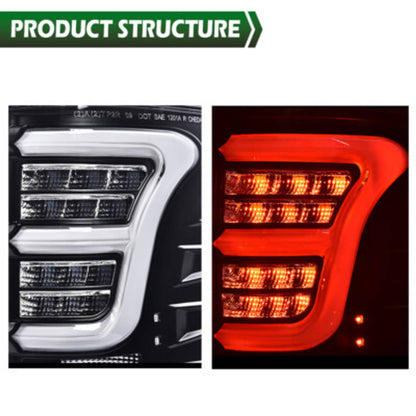 Solid Spare Fit For 2009-2014 Ford F150 Black Housing Clear Lens Rear LED Brake Tail Lights
