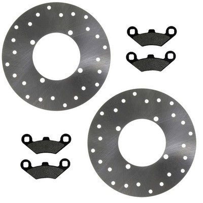 Solid Spare 2 Rear Disc Brake Rotors & Brake Pads for Polaris ATP 330 & 500 fits 2004-2005