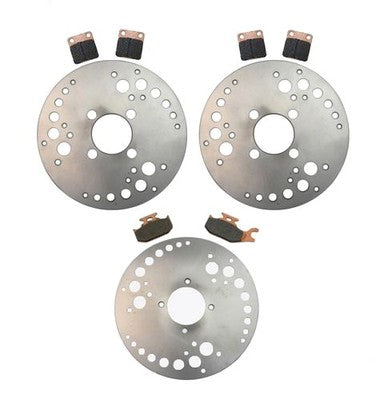 Solid Spare Front & Rear Brake Rotors & Semi-Metallic Pads for Yamaha Kodiak 400 2000-2002