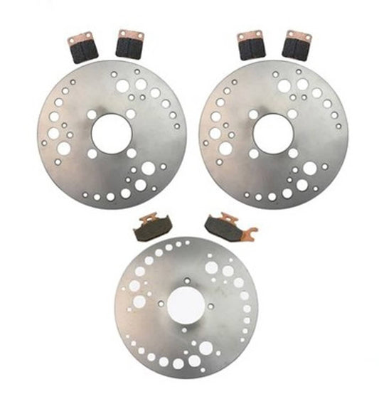 Solid Spare Front & Rear Brake Rotors & Semi-Metallic Pads for Yamaha Kodiak 400 2000-2002