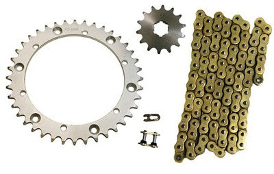 Solid Spare Gold 520x100 O-Ring Drive Chain & 14/40 Sprockets for Yamaha Warrior 1989-2004