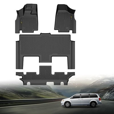 Solid Spare TPE Floor Mats Fit For 08-20 Dodge Grand Caravan All Weather Protection Liners
