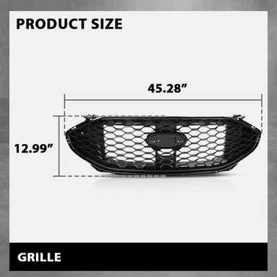 Solid Spare Fit For 2019-2022 Ford Edge ST Front Bumper Upper Grille Grill Assembly Black